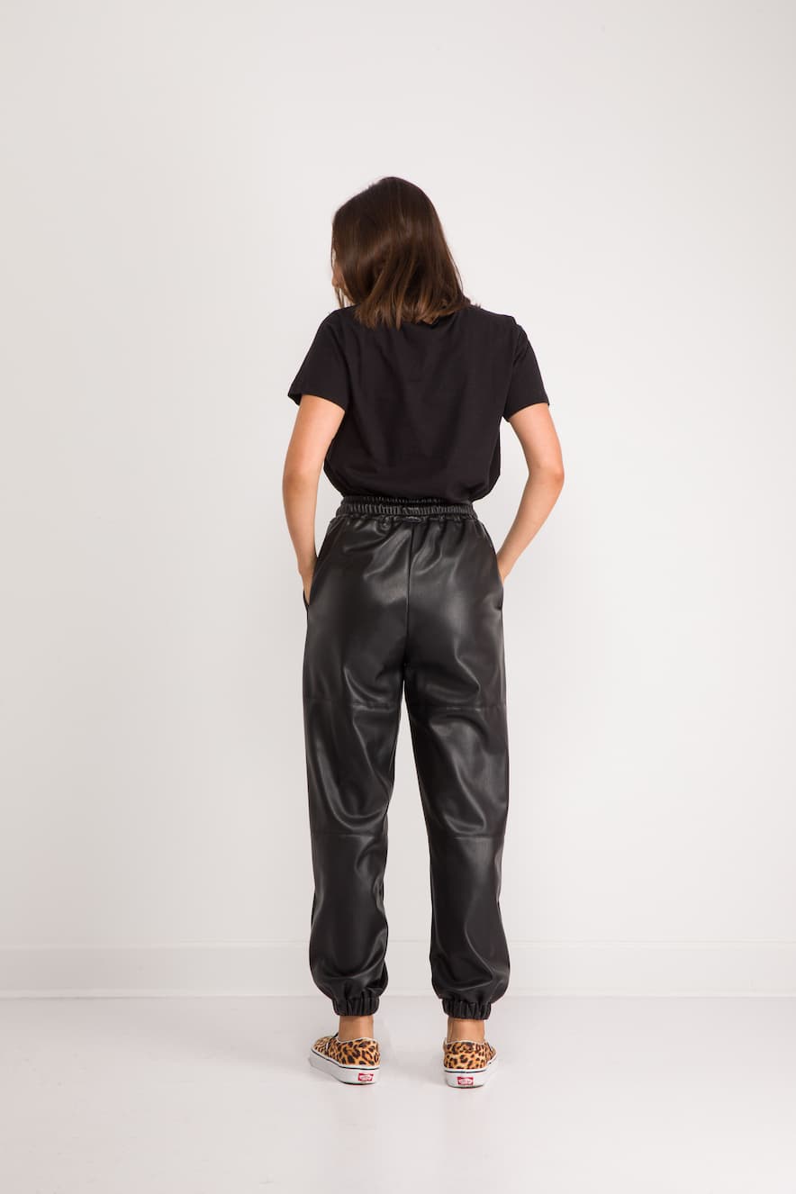 Taifun Faux Leather Trousers Black  Cilento Designer Wear